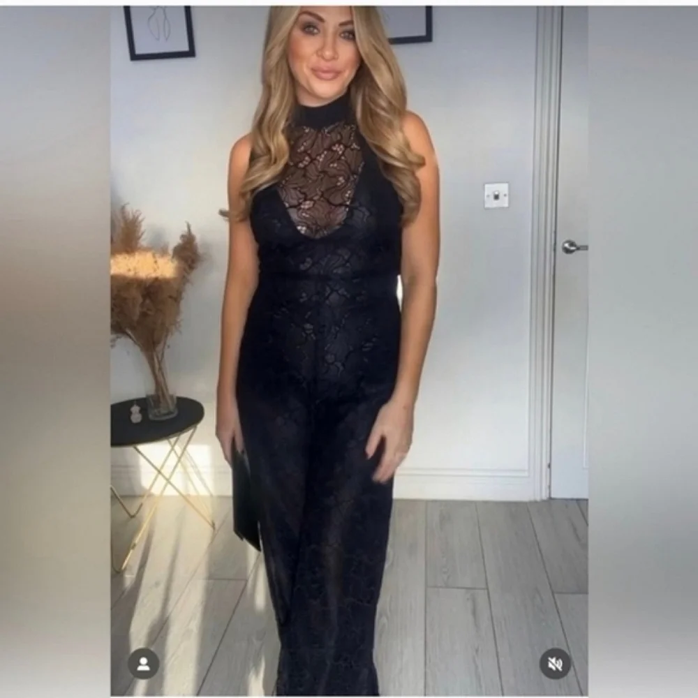 Zara Lace Jumpsuit Wide Black Size XS
